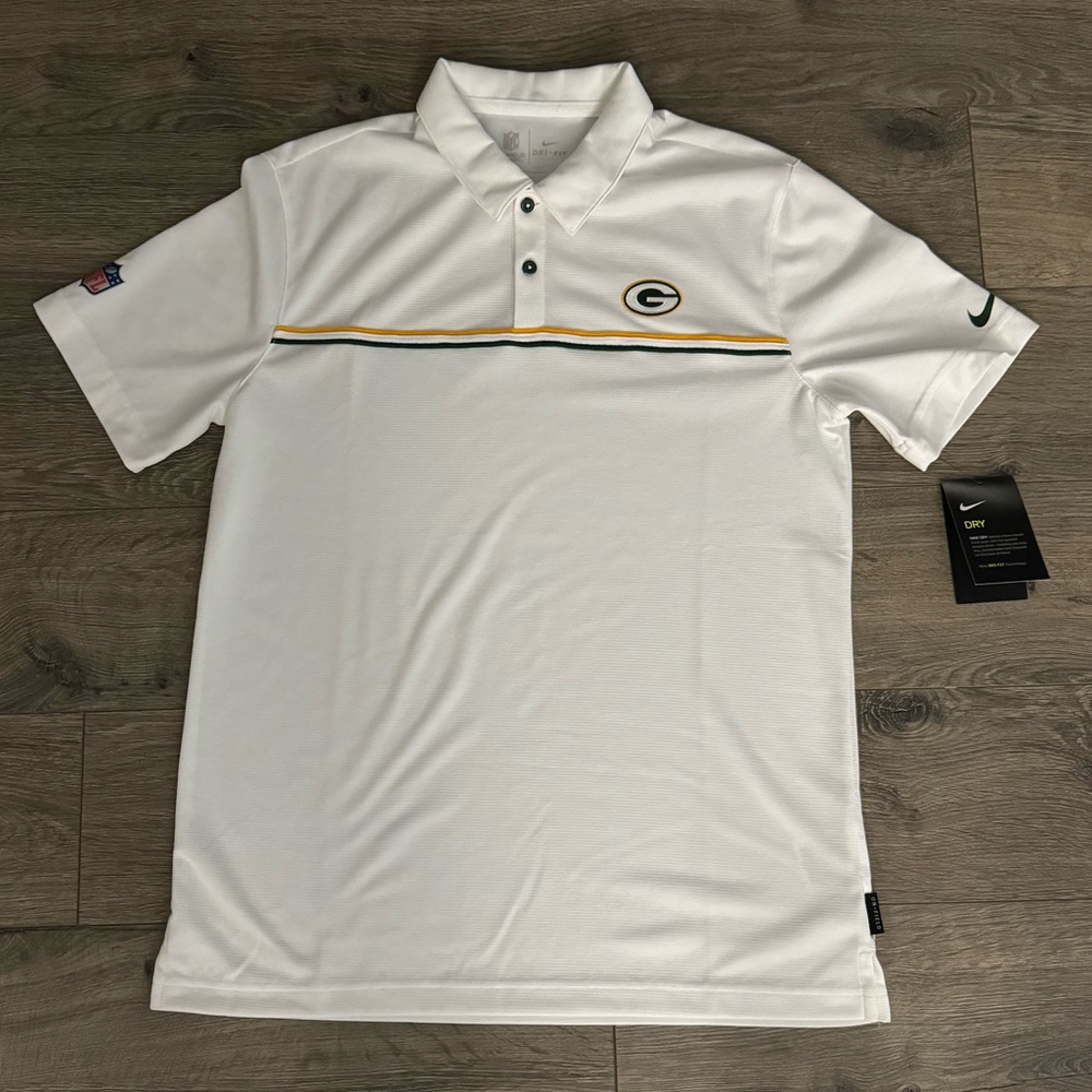 NFL Nike Men’s Green Bay Packers White DRI FIT Golf Polo